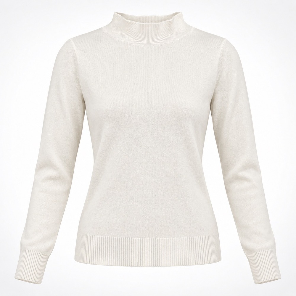 The Limited Women White Mock Neck Long Sleeve Knit Sweater‎ Size S